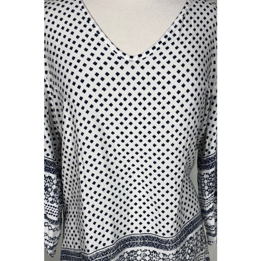 J. Valdi Large Swim Cover Up Navy Blue White Print 100% Rayon - Picture 3 of 10